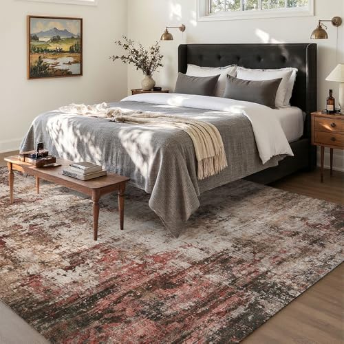 5x7 Rust Red Multi Washable Area Rug - Image 2