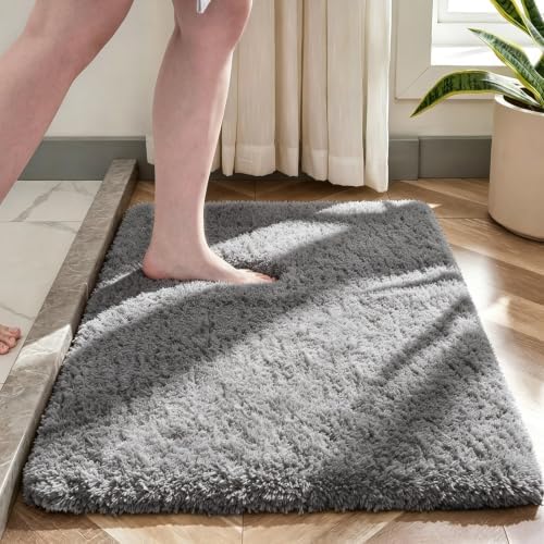 2x3 Dark Grey Fluffy Area Rug for Bedroom and Bedside, Washable Soft Shag Carpet by NEIGELUO