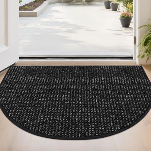 BEQHAUSE Dirt Trapper Door Mat 24" x 36" Half Circle Non Slip Rugs by BEQHAUSE