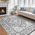 Lofus 5x7 Area Rugs for Living Room Bedroom, Soft Boho Carpet Floral Grey by Lofus