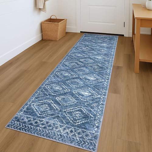 KILOCOCO Washable Runner Rug 2x7 ft Hallway Runners, Stonewashed Blue by Kilococo