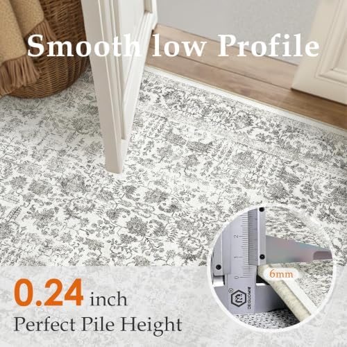 PureCozy Black Runner Rug 2x4 Vintage Floral - Image 5