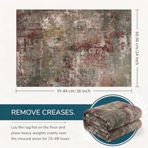 Runner Rug 2x3, Water & Stain Resistant Non Slip Long Mat, Low Pile Pet - Image 2