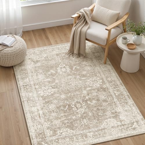 Madane 3x4 Area Rugs for Entryway, Washable Neutral Soft Rugs Brown/Sand - Image 4