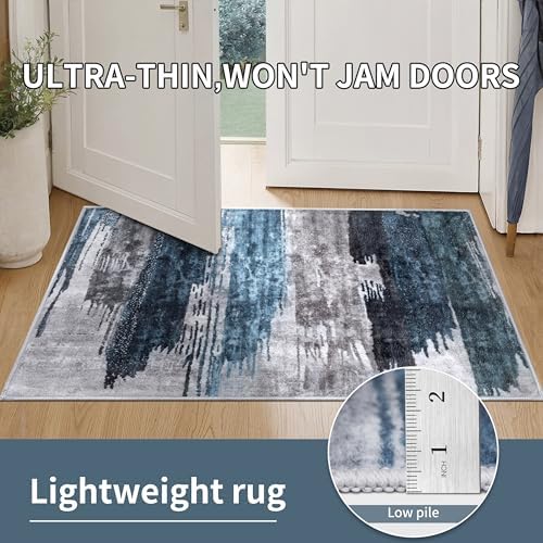 Ciicool 4x6 Area Rugs for Living Room, Modern Abstract Washable Carpet Navy - Image 6