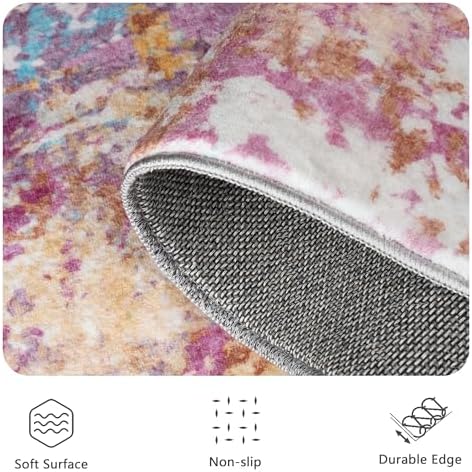 5x7 Area Rugs, Abstract Modern Ultra Soft Washable Rug, Non Slip Carpet - Image 5
