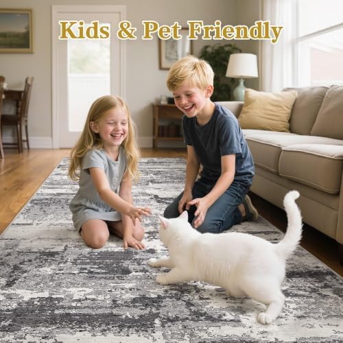 3x14 Runner Rug, Abstract Washable Hallway Rugs - Image 6