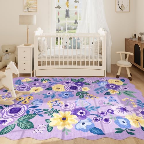 DUKINO 5x7 Area Rugs for Bedroom, Floral Washable Rug Non Slip - Image 3
