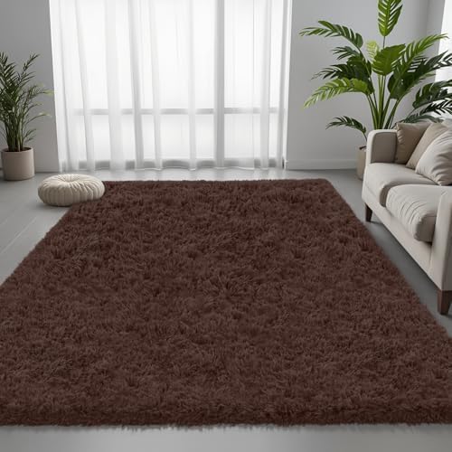 6x9 Brown Fluffy Fuzzy Shag Area Rug - Image 2