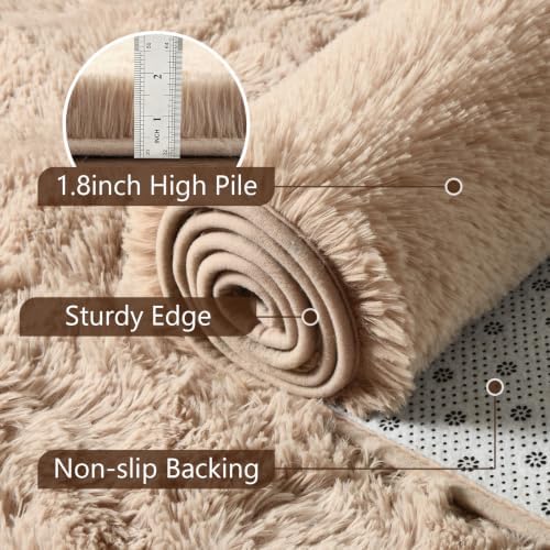 6x9 Large Beige Fluffy Soft Area Rug Non-Slip - Image 6