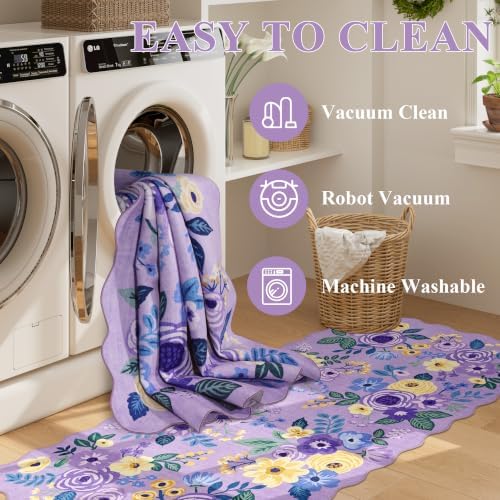 DUKINO 2x12 Washable Runner Rug, Floral Long Runner Rug - Image 6