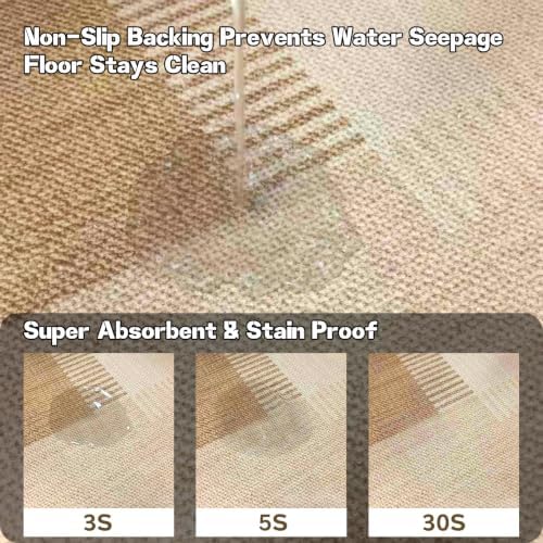 Faux Linen Washable Rug Smooth Breathable Floor Mat 5x12 Beige - Image 5