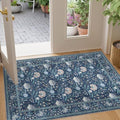 DUKINO 2x3 Rug, Washable Vintage Floral Bathroom Rugs Non Slip, Dark Blue by DUKINO