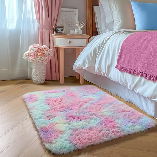 Amdrebio Rainbow Unicorn Pastel Small Mini Area Rug 2x3 - Image 5