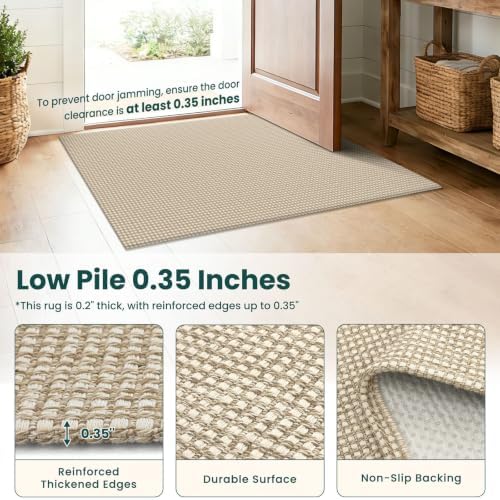 KOZYFLY Washable 5x7 Living Room Rug, Non Slip Woven Area Rugs, Braided Floor - Image 4