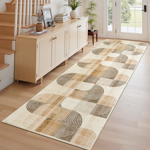 Washable Modern Geometric Hallway Runner Rug by Ailyei