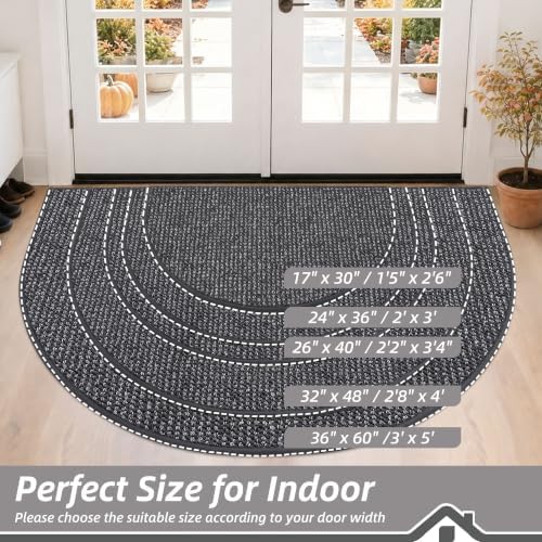 BEQHAUSE Dirt Trapper Door Mat 17" x 30" Half Circle Non Slip - Image 2