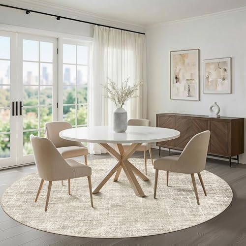 LOONGRUG Round Rug 6x6 Washable Neutral Modern Rug - Image 5