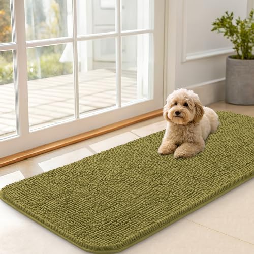 OLANLY Dog Door Mat for Muddy Paws 47x20, Super Absorbent Chenille Mud Mat by OLANLY