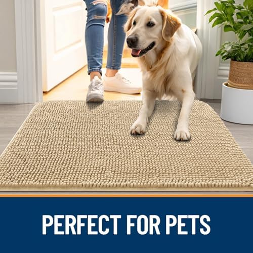 OLANLY Dog Door Mat for Muddy Paws 44x32, Super Absorbent Chenille Mud Mat - Image 6