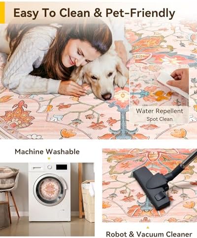 RELEANY Washable Area Rug, Round 7ft - Image 4