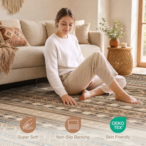 cotiled Boho 8x10 Area Rugs for Living Room: Large Moroccan Washable Rug - Image 4