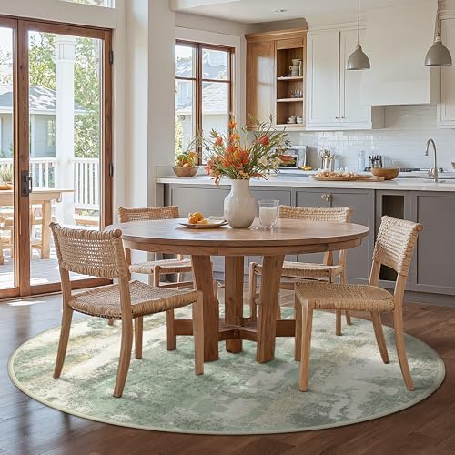 BEIMO 6FT Green Abstract Round Area Rug, Washable Non-Slip - Image 5