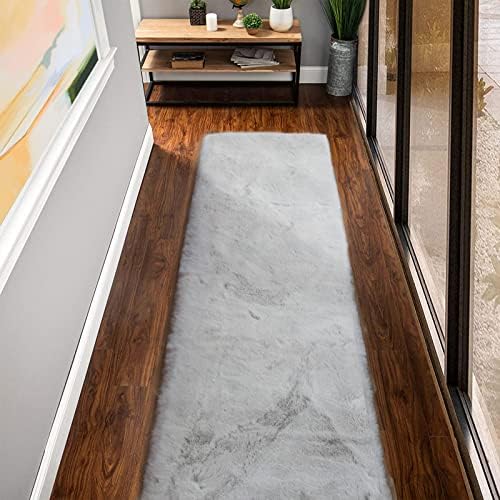 ORINOVA Fuzzy Grey Fluffy Washable Runner Rugs by ORINOVA