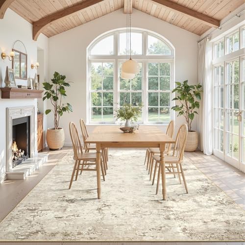 Toneed Washable 6x9 Beige Area Rug - Image 3