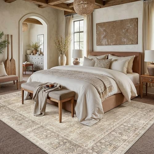 HUGEAR Beige 5x8 Neutral Area Rugs - Image 2