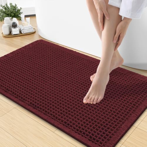 Smiry Waffle Bath Mat 30X18, Extra Soft Absorbent Bathroom Rugs by Smiry