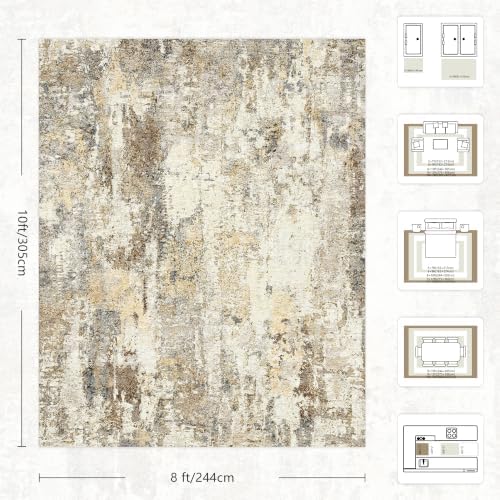 8x10 Area Rugs, Abstract Morden Soft Washable Rug, Non-Slip Low Pile Rugs - Image 2