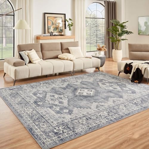 Temedara 8'x10' Wahable Rug, Modern Grey Vintage Rugs, Distressed Tribal - Image 5