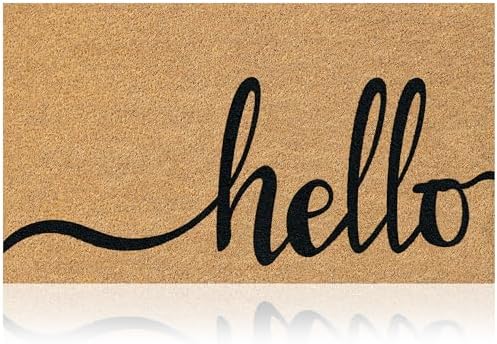 Coir Welcome Mat, Hello Classic 2, 17 x 29 in by AmaruDoorMats