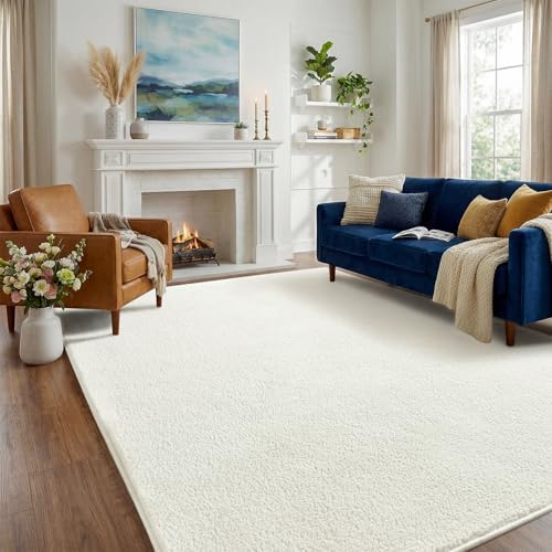 BENRON Soft Rugs for Living Room 5x7 Cream White, Area Rug for Bedroom Dorm by BBENRON