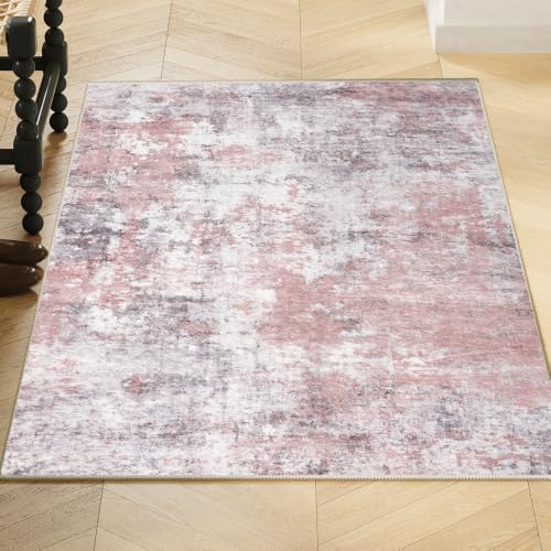 2x3 Pink Gray Washable Area Rug - Image 5
