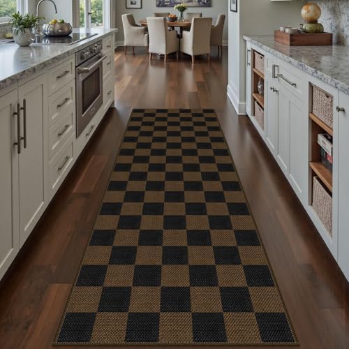 Rugalia Easy Jute Checkered Runner Rug 2x6 Coffee Rugs Runner - Image 5