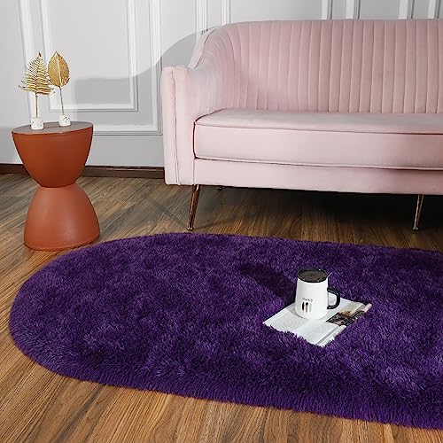 Softlife Oval Fluffy Rugs for Bedroom, 2.6 x 5.3 Feet Shag Cute Area Rug for - Image 3