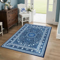 Lessymo 3 x 5 Area Rugs for Living Room, Washable Boho Carpets Blue White by Lessymo
