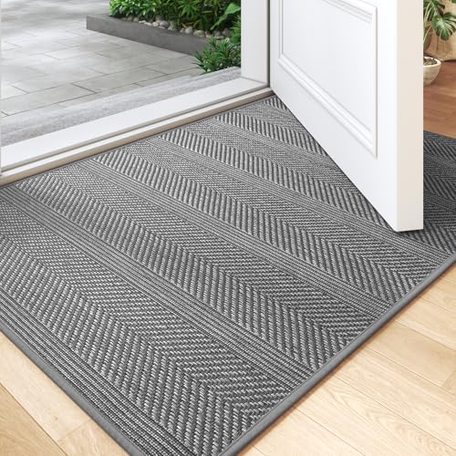 Indoor Door Mat Thin Low Profile Entryway Mats Grey 36"x59" by Unknown