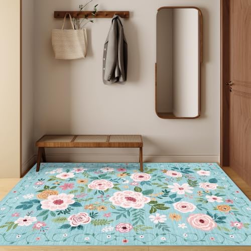 DUKINO 3x5 Area Rug, Floral Washable Rug - Image 5