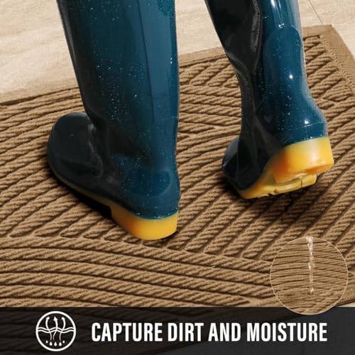 HIYARD Sturdy Front Door Mat, Absorbent Muddy Dirt Resist Welcome Door Mats - Image 2