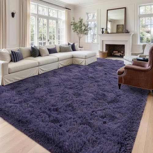 9x12 Extra Large Taro Purple Fluffy Area Rug Non-Slip - Image 2