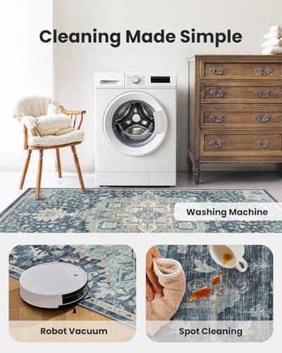 Amada 8x10 Washable Area Rug for Living Room, Vintage Pattern - Image 4