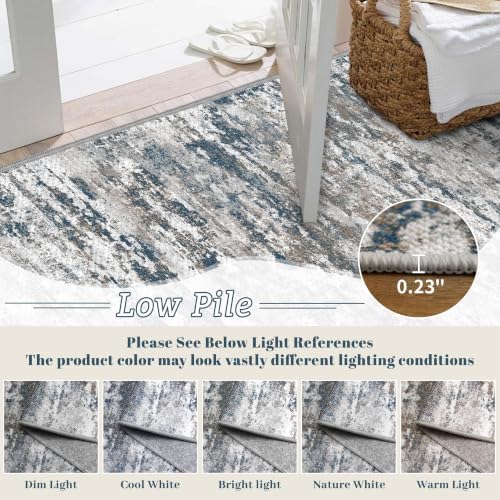 Hallway Runner Rug 2x8 Textured Non Slip Carpet Runner, Abstract Multi - Image 6