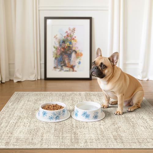 Soalmost 2x3 Washable Rugs for Kitchen, Small Area Rug Beige by Soalmost
