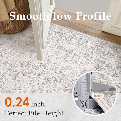 PureCozy Gray Runner Rug 2x14 Vintage Floral - Image 5