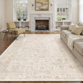 PureCozy Beige Area Rug 10x14 Vintage Floral by PureCozy