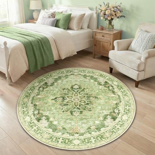 RELEANY Washable Area Rug, Round 4ft by RELEANY