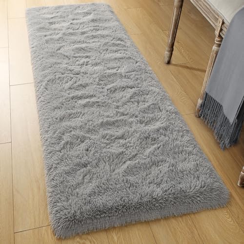 Tepook Grey Soft Runner Rugs for Bedroom 2x6 ft - Image 3